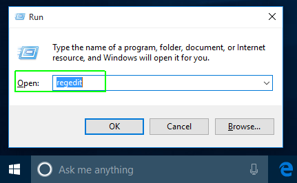 open regedit