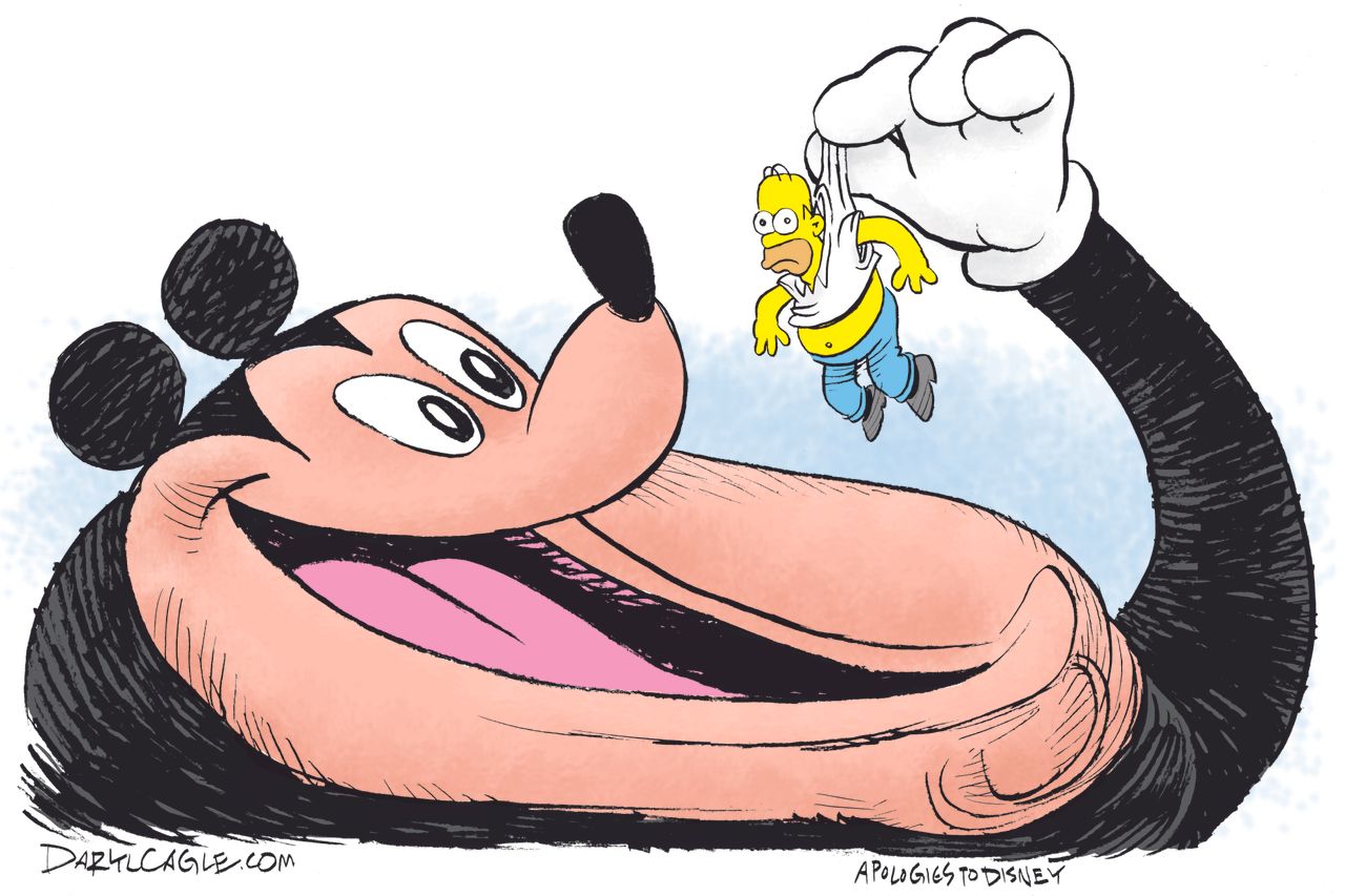 Editorial Cartoon U.S. Disney Fox Homer Simpson Mickey Mouse