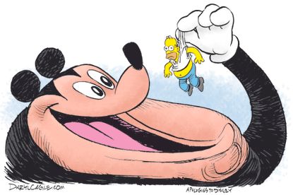 Editorial Cartoon U.S. Disney Fox Homer Simpson Mickey Mouse
