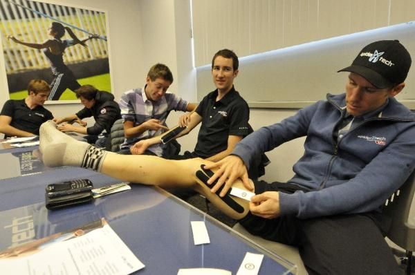 Spidertech riders familiarize themselves with their sponsor's products.