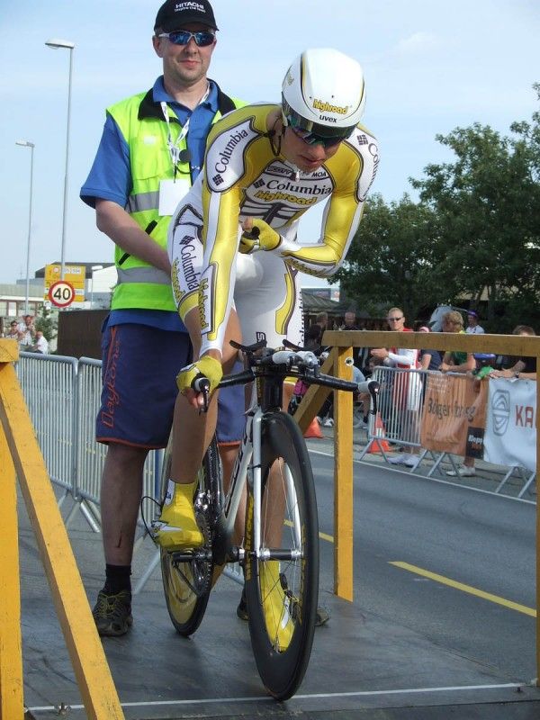 Edvald Boasson Hagen (Team Columbia-Highroad) gets ready to start his ride.