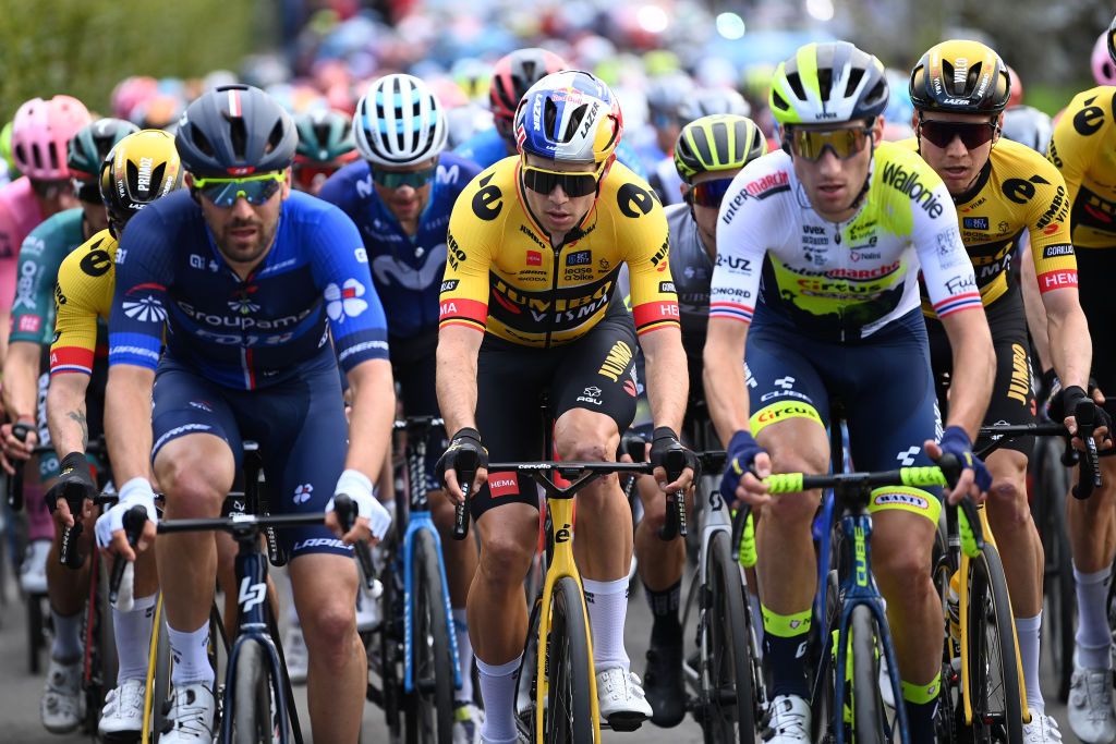 TORTORETO ITALY MARCH 09 Wout Van Aert of Belgium and Team Jumbo Visma competes during the 58th TirrenoAdriatico 2023 Stage 4 a 218km stage from Greccio to Tortoreto 229m UCIWT TirrenoAdriatico on March 09 2023 in Tortoreto Italy Photo by Tim de WaeleGetty Images