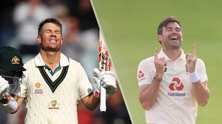 David Warner of Australia and James Anderson of England could both feature in the Australia vs England Ashes Second Test live stream