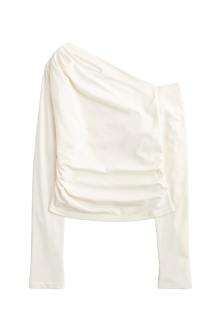 J.Crew Asymmetrical Off-The-Shoulder Top in Stretch Cotton Blend (Was $70) 