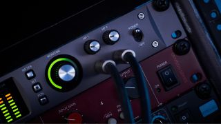 The headphone inputs on a Universal Audio audio interface