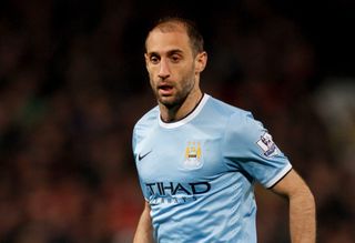 Pablo Zabaleta playing for Manchester City against Manchester United, 2014