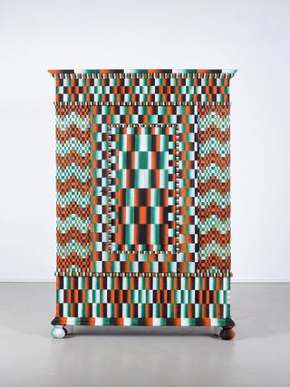 a colorful painted cabinet