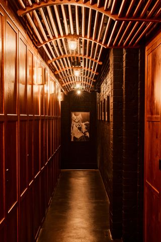 corridor with timber internal cladding