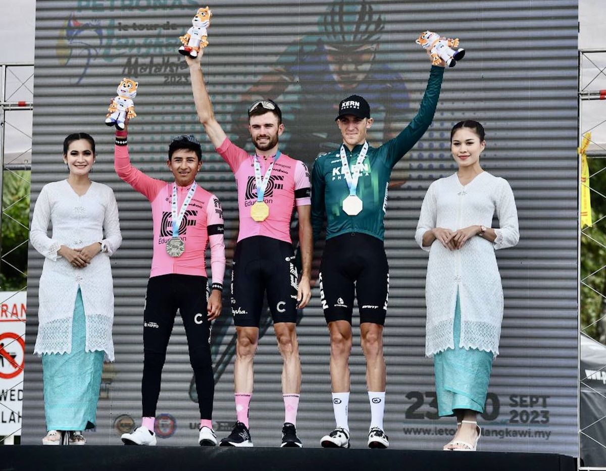 The top three on stage 5 of the Tour de Langkawi