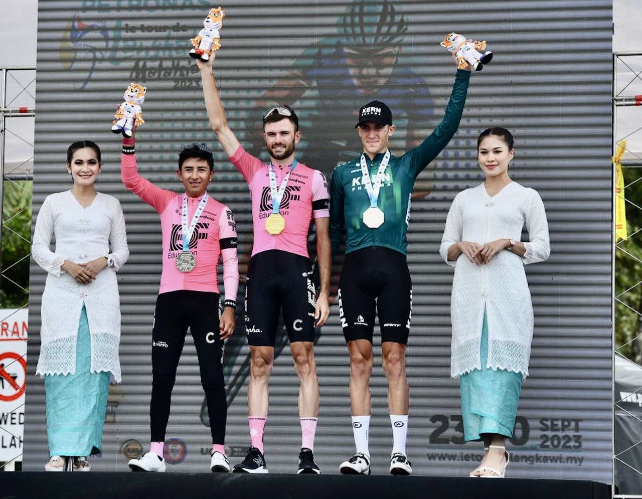 The top three on stage 5 of the Tour de Langkawi