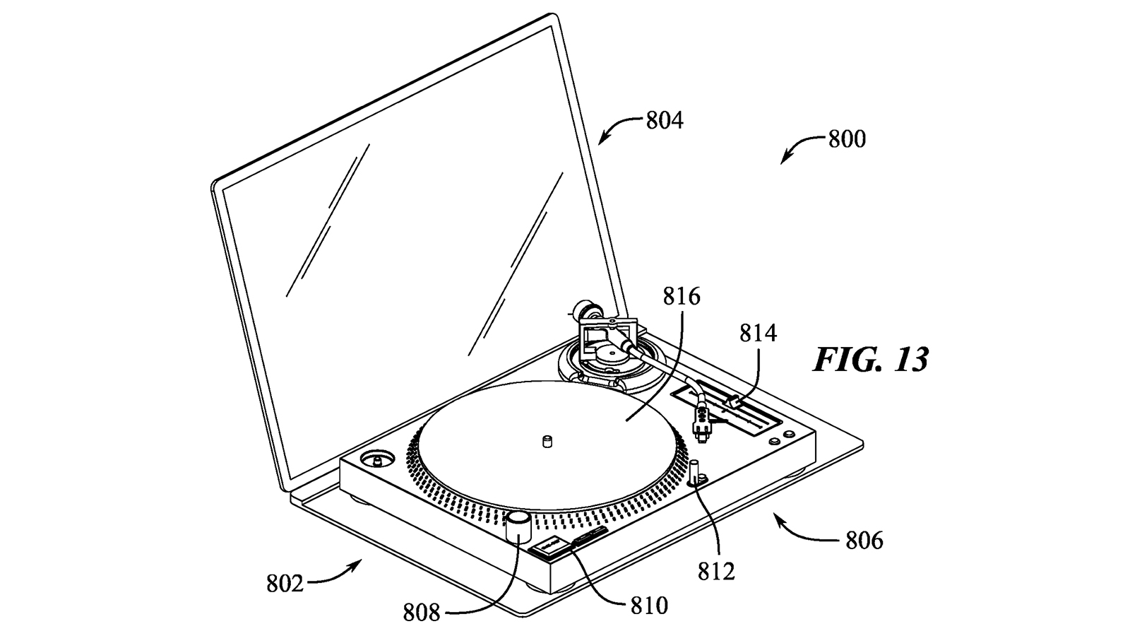 Apple patent showing a display and record player