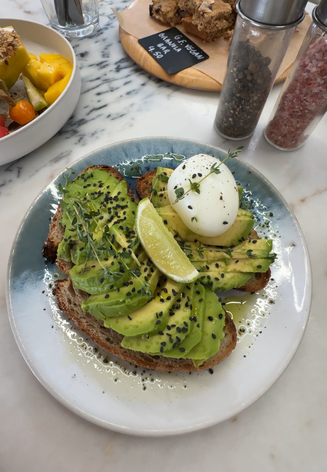 Avocado toast with a poached egg