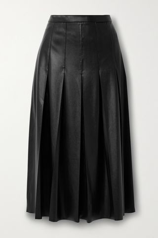 Herson Pleated Vegan Leather Midi Skirt