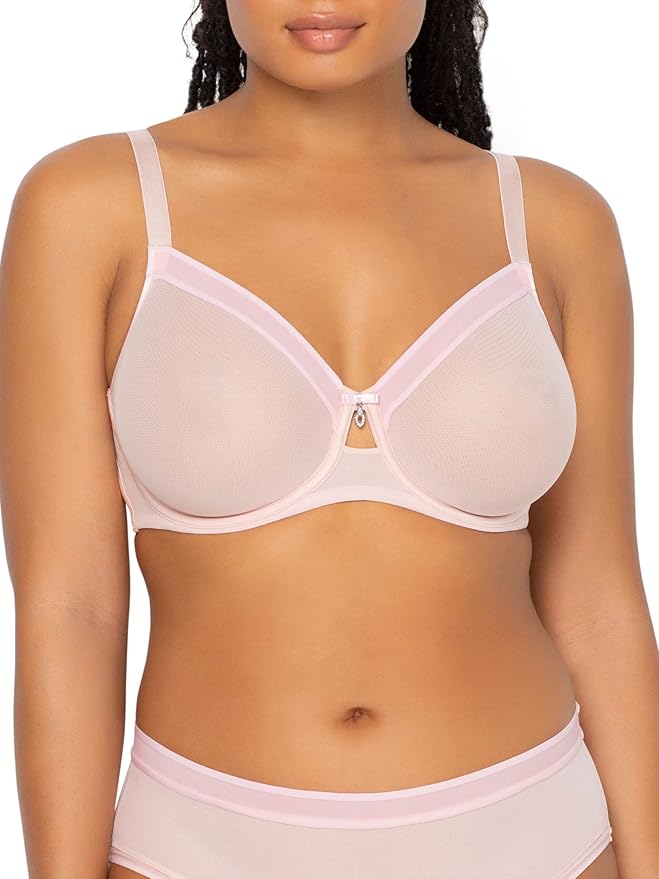Curvy Couture, Sexy Sheer Mesh Plus Size Full Coverage Bra