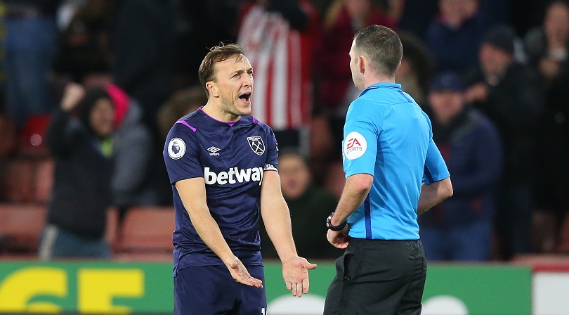 Mark Noble didn't always agree with the referee's decision
