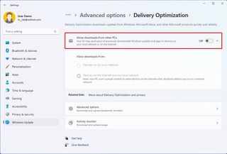 Disable delivery optimization