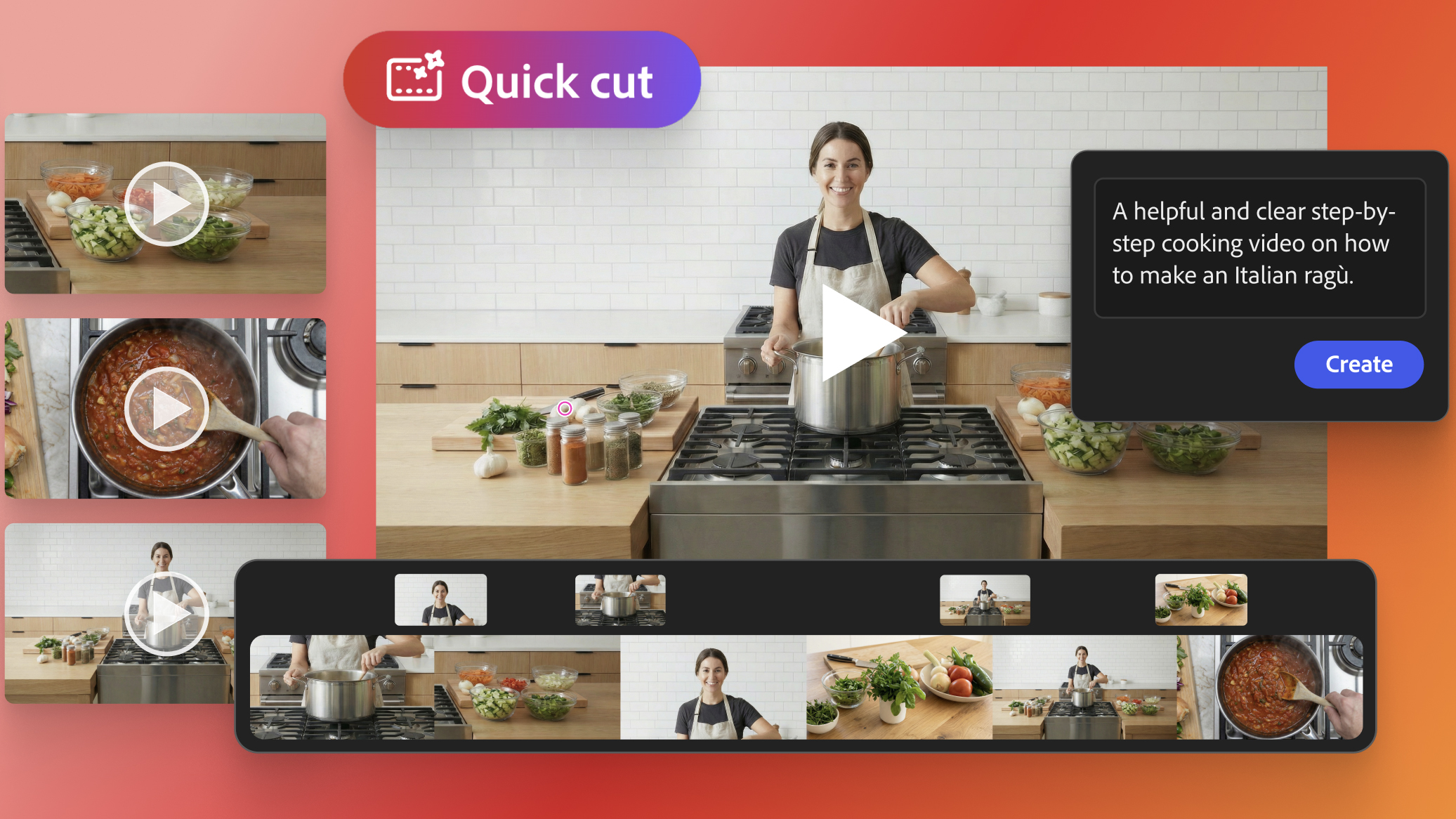 A graphic depicting the Adobe Firefly Quick Cut tool
