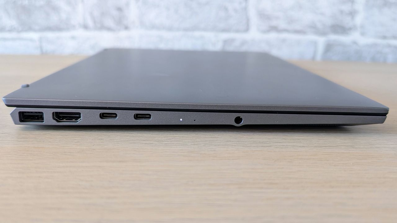 The MSI Prestige 13 AI+ on a desk