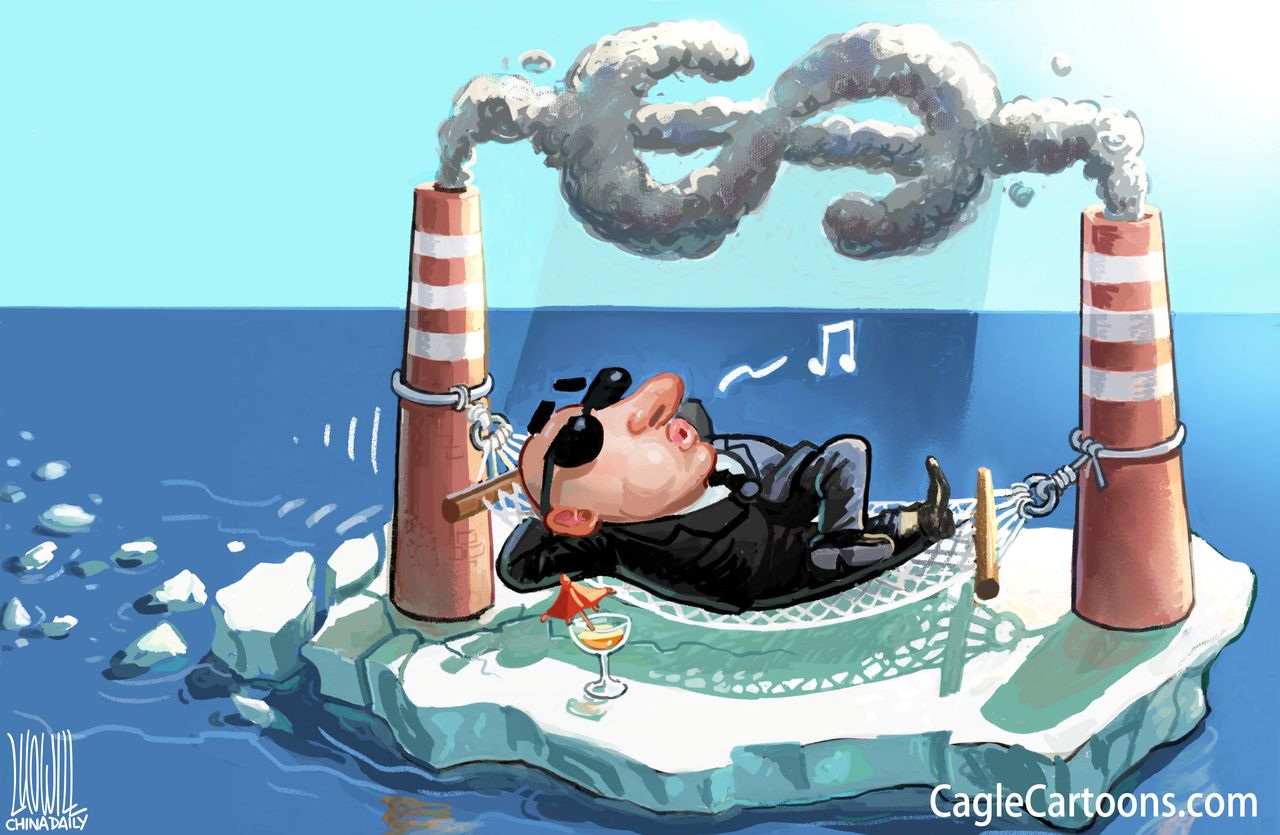 Political cartoon World pollution global warming climate change environment destruction