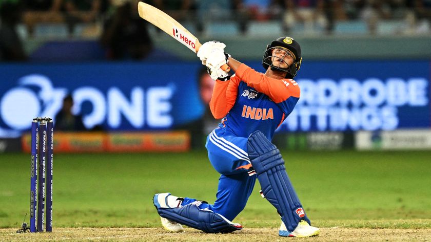 Abhishek Sharma batting for India in the Asia Cup