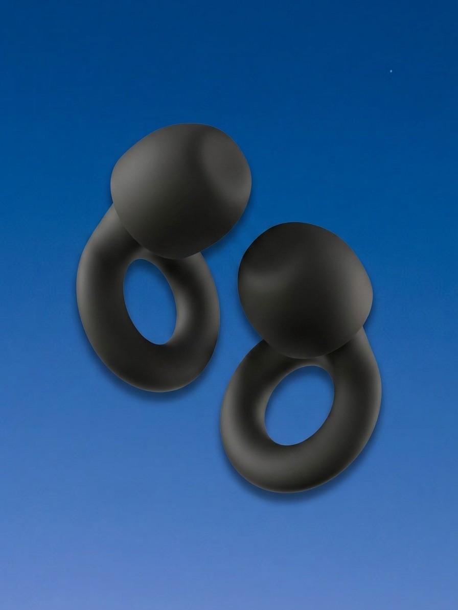 A pair of Loop Quiet 2 Ear buds against a blue sky background, edited by Gemini