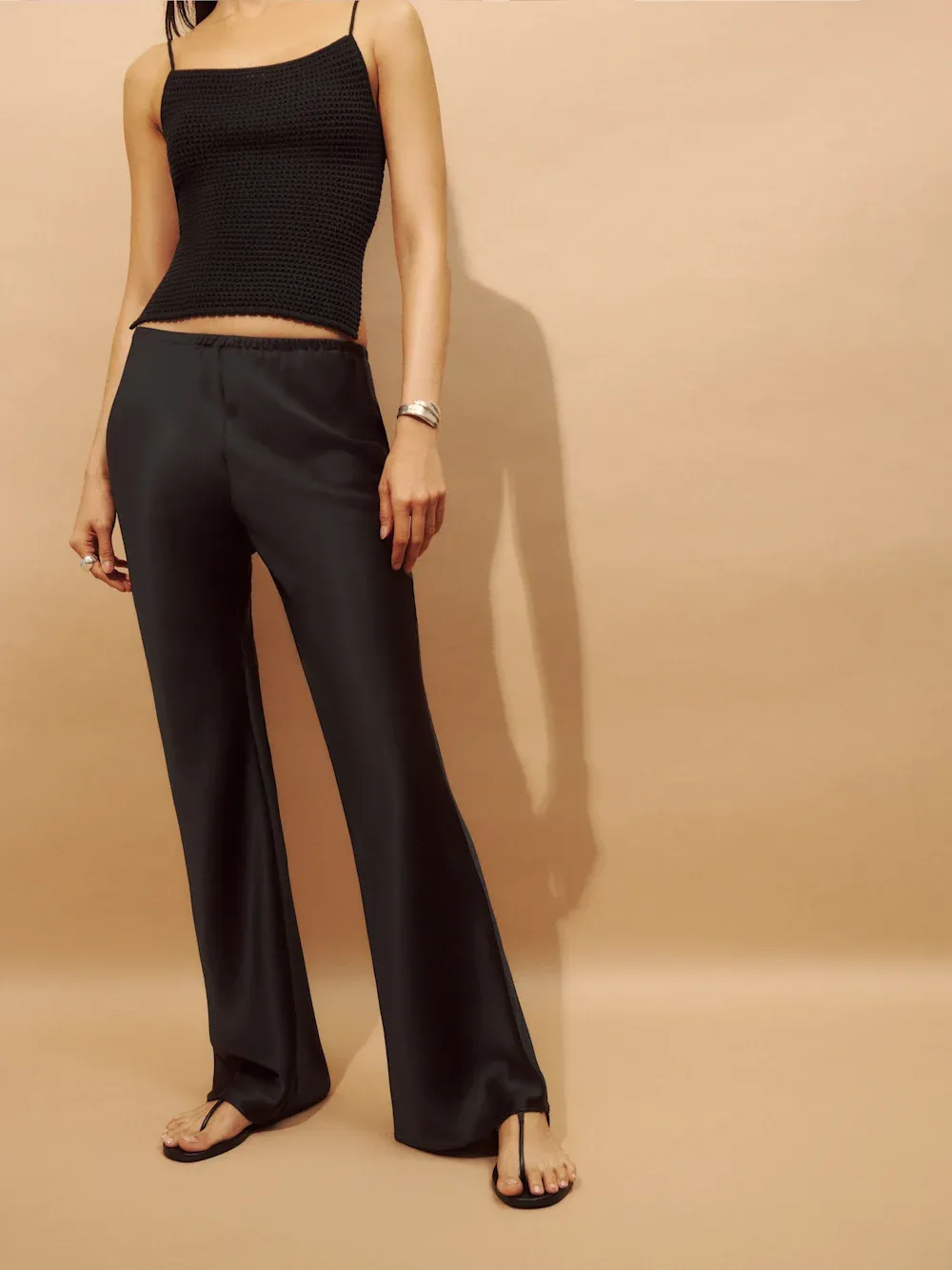 Gale Satin Mid Rise Bias Pant