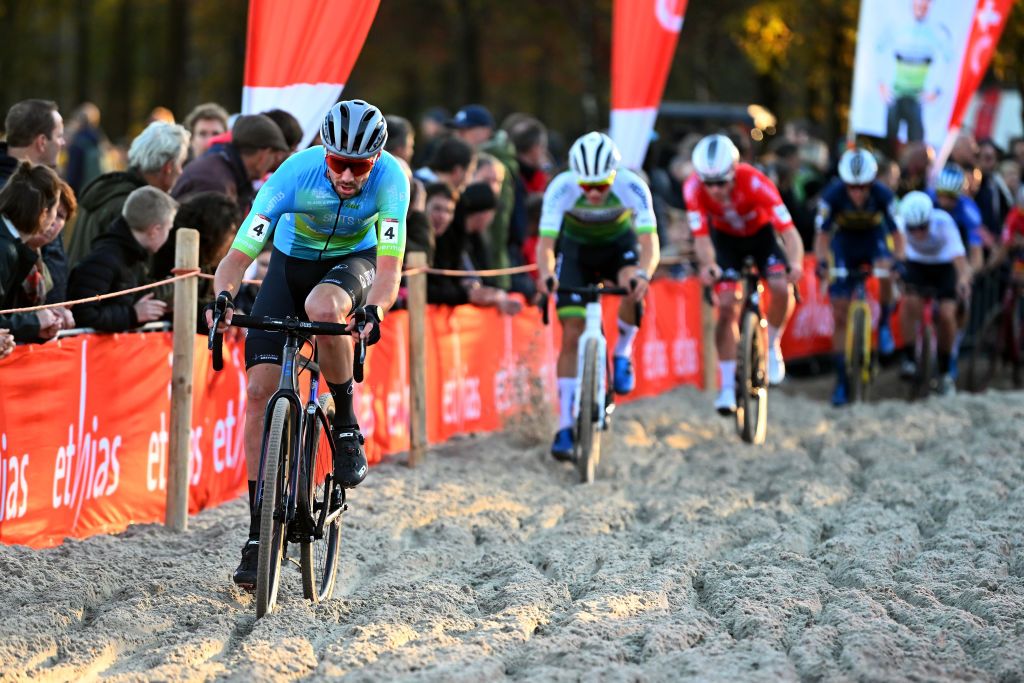 BERGEN NETHERLANDS NOVEMBER 13 Vincent Baestaens of Belgium competes during the 1st UCI Cyclocross World Cup Beekse Bergen 2022 Mens Elite CXWorldCup BeekseBergen Cyclocross on November 13 2022 in Bergen Netherlands Photo by Luc ClaessenGetty Images