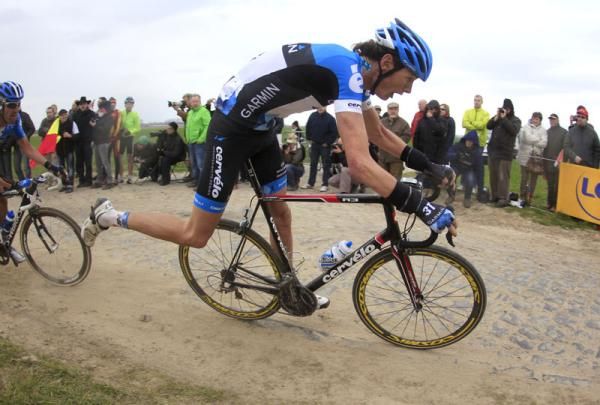 Defending champion Johan Vansummeren at Paris-Roubaix