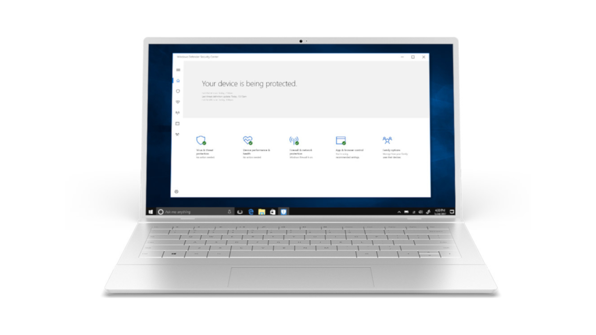 Windows Defender provides security by default for Windows 10