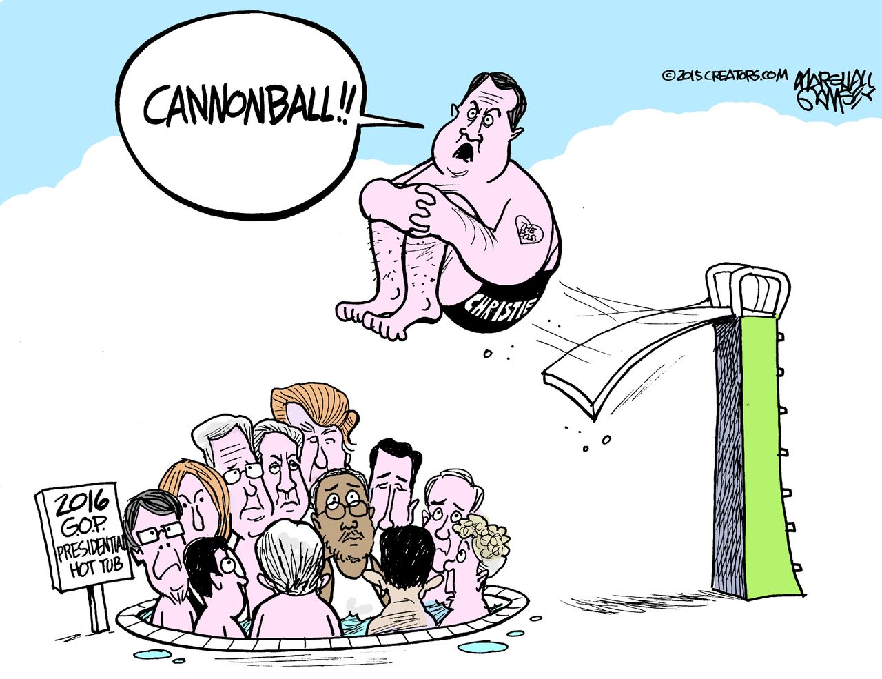 Political cartoon U.S. Chris Christie 2016