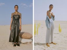 Nanushka: It’s no surprise we have a soft spot for Budapest-based label Nanushka - the brand is renowned for its supple vegan leather. It’s S/S 2019 presentation was a postmodern mash up of references, from the symbolism of ancient Egypt to the heel-kicking aesthetic of Wildern Western rodeo.