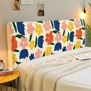 Fansu Headboard Cover for Single Double King Size Bed Elegant Flower Dustproof Headboard Protector Cover Stretch All-Inclusive Bed Headboard Covers Modern Bedroom Decoration (150cm,blue Tulip)