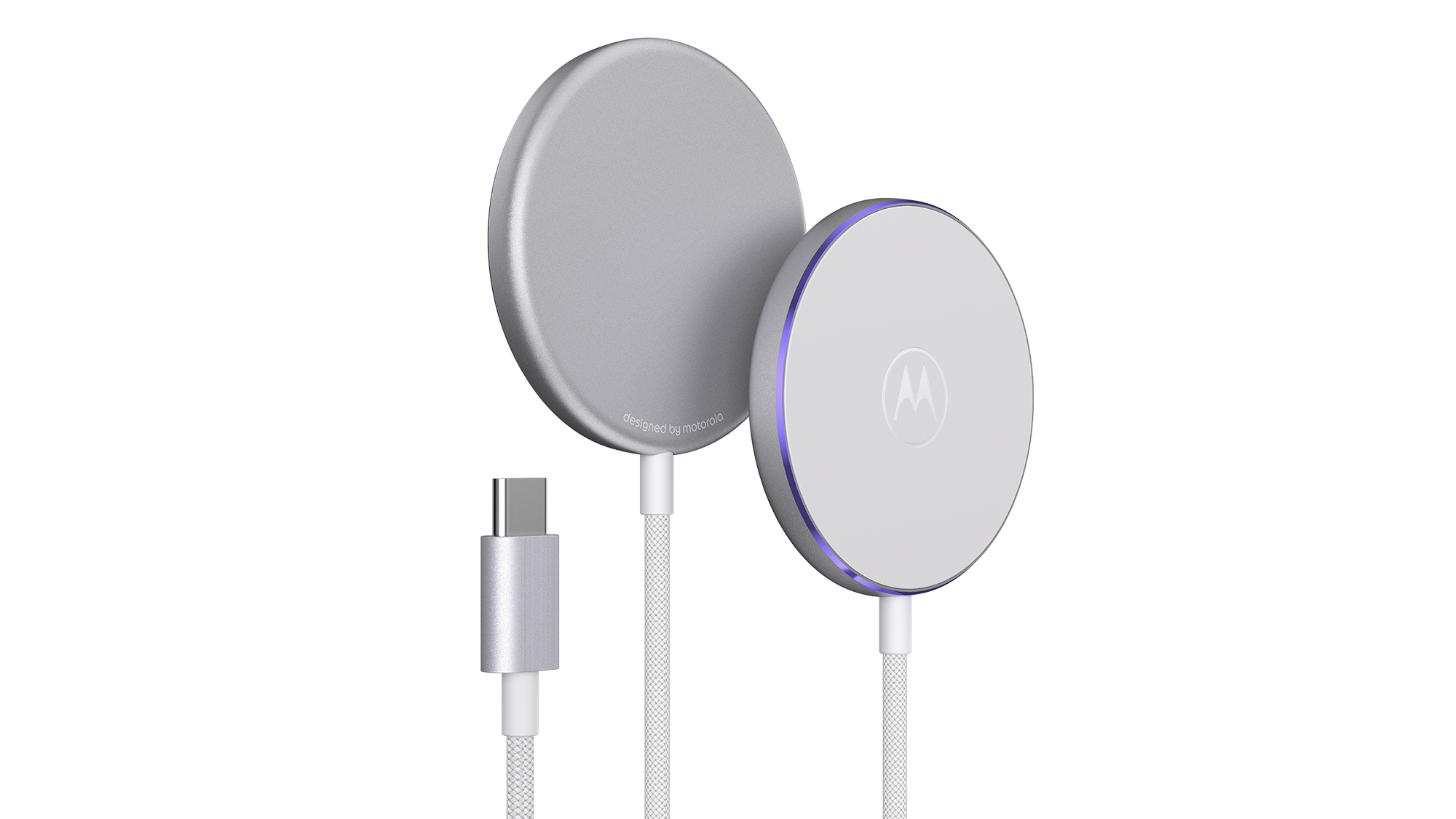 back and front of the leaked Moto Snap wireless charger