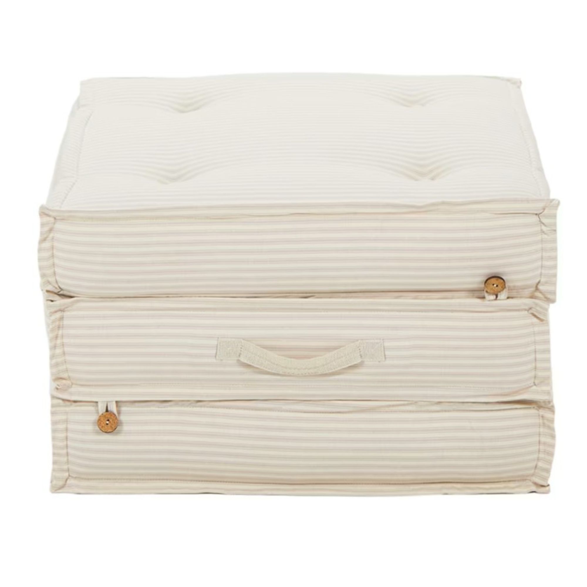 Loaf Sleepover Floor Cushion in beige stripe on a white background
