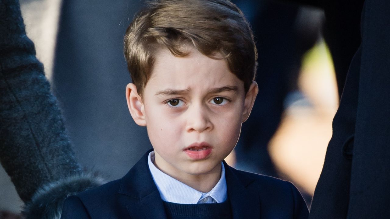 Prince George of Cambridge attends the Christmas Day Church service at Church of St Mary Magdalene on the Sandringham estate on December 25, 2019 in King&#039;s Lynn, United Kingdom