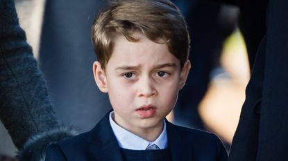 Prince George of Cambridge attends the Christmas Day Church service at Church of St Mary Magdalene on the Sandringham estate on December 25, 2019 in King's Lynn, United Kingdom