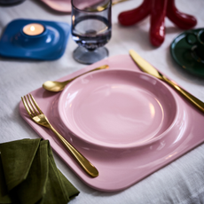 IKEA X Gustaf Westman plate in bubblegum pink.