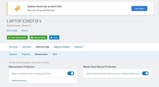 Sophos Home Premium ransomware protection