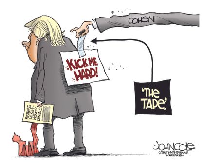 Political cartoon U.S. Trump Michael Cohen tapes playboy hush money