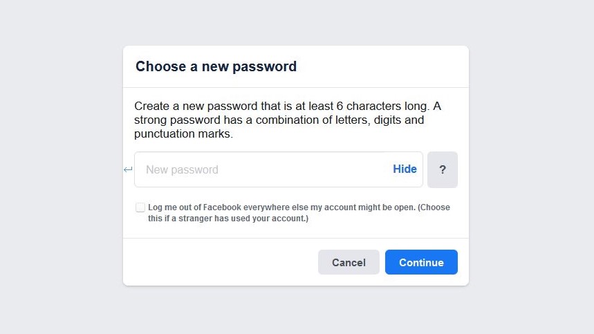 Как изменить пароль на Facebook: выберите новый пароль после сброса