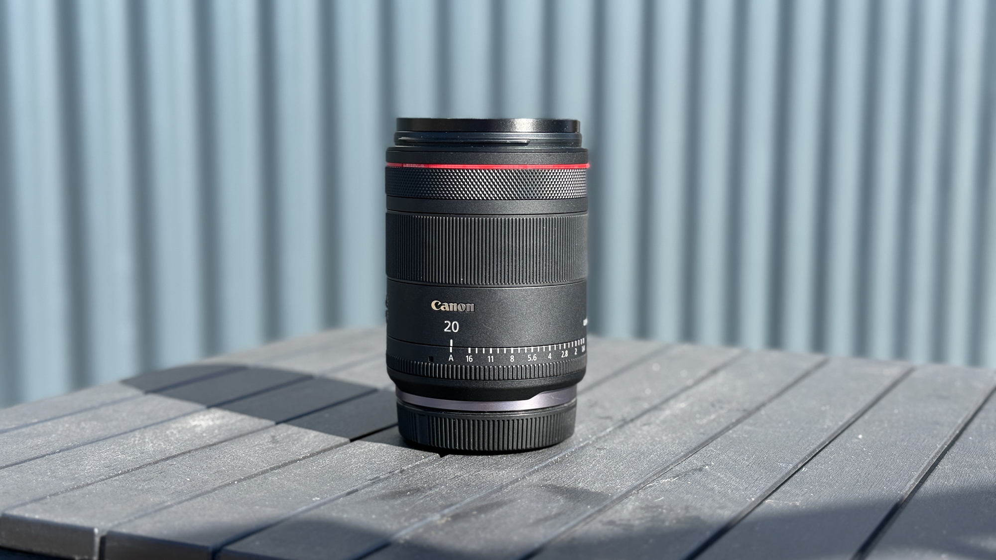 Canon RF 20mm f/1.4L VCM on a table