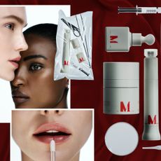 red background with dr diamond metacine products in cream packaging with red writing