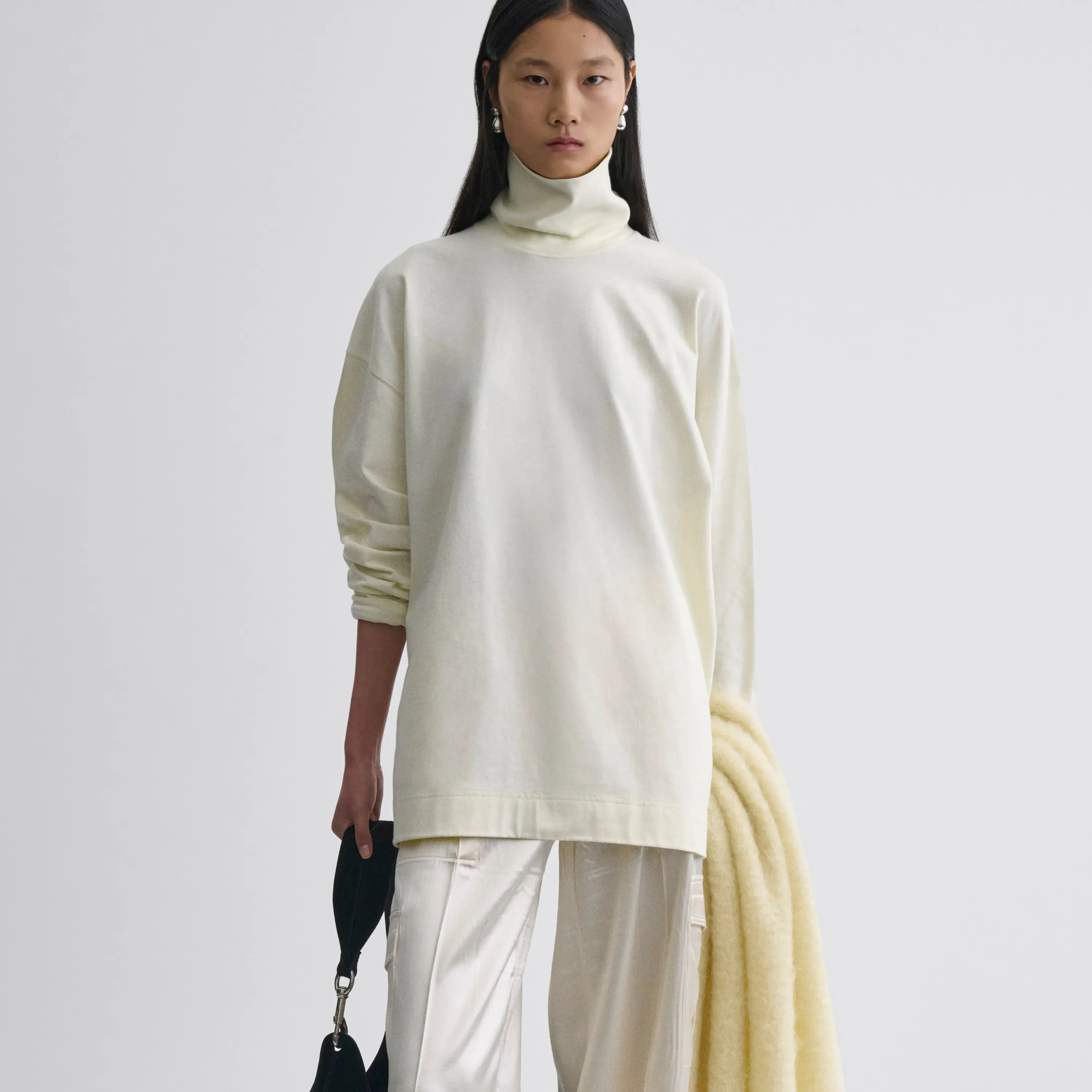 Relaxed Long Sleeve Jersey | Cream Cotton Jersey