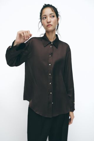 Satin Shirt With Gold Buttons