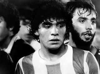 Diego Maradona in an early Argentina appearance in the late 1970s.