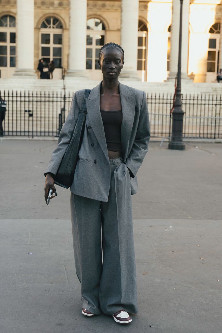 fashion insiders attend day 1 of paris fashion week wearing neutral outfits