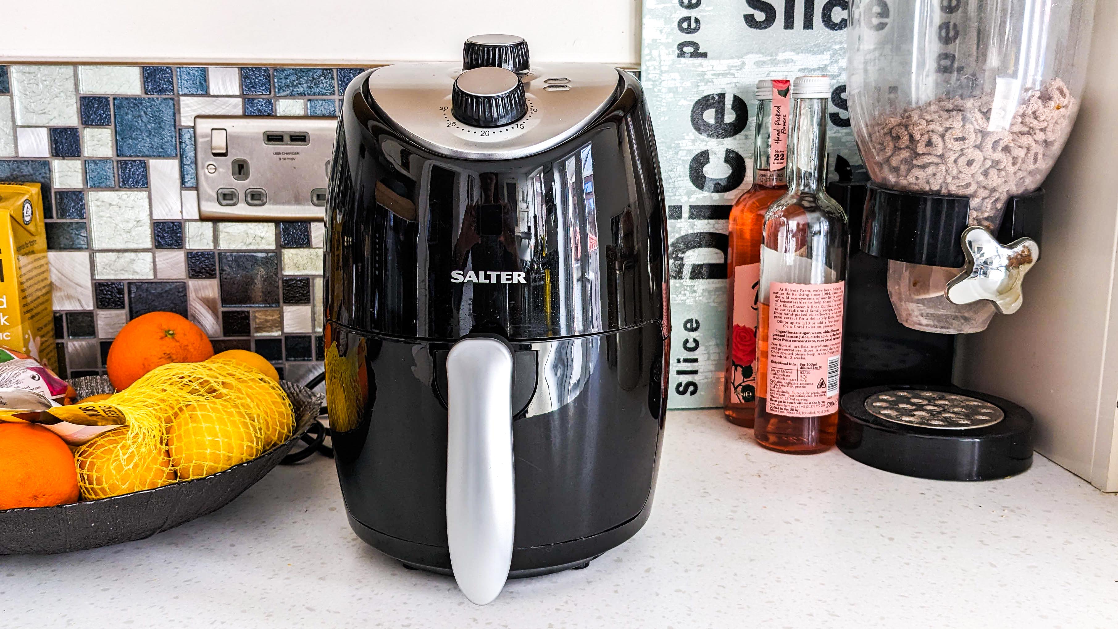 Air fryer on kitchen countertopAir fryer on kitchen countertop