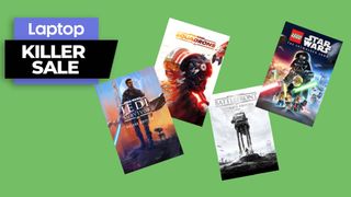 Star Wars Day game deals on Xbox- Star Wars game art against a green background