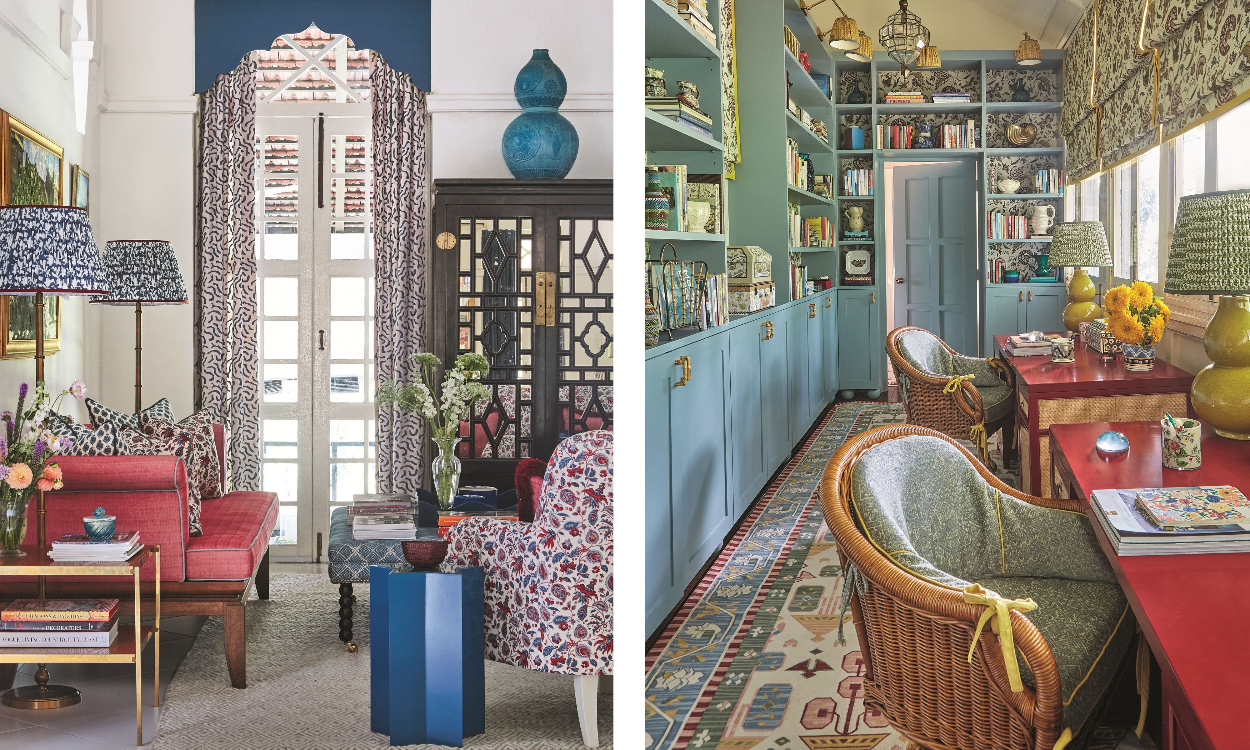 Colorful sitting room and study