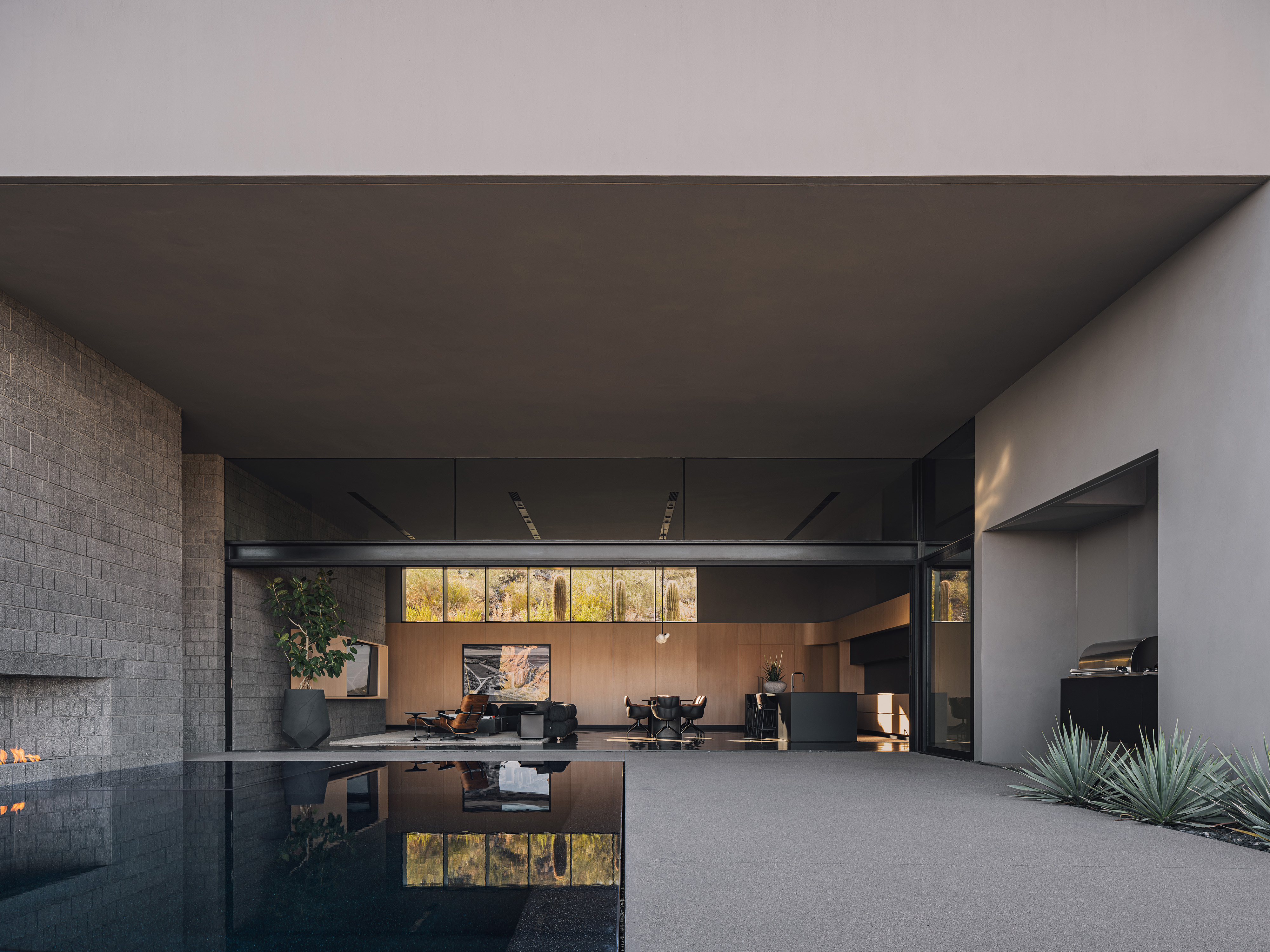 Arizona home Shifted Horizon by A-I-R, block built minimalist home, textured and monolithic looking in desert environment
